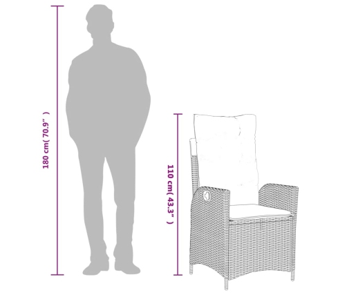 3-Daļīgs Dārza Mēbeļu Komplekts, Matrači, Pelēka Pe Rotangpalma Vidaxl