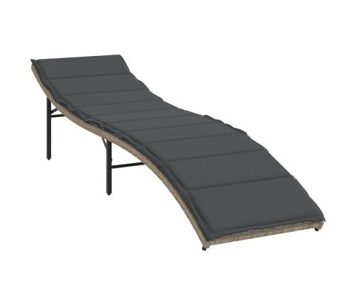 vidaXL sauļošanās zviļņi 2gab ar matračiem gaiši pelēka PE rotangpalma