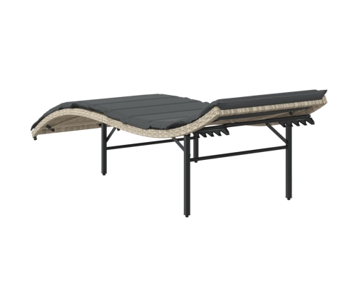 vidaXL sauļošanās zviļņi 2gab ar matračiem gaiši pelēka PE rotangpalma