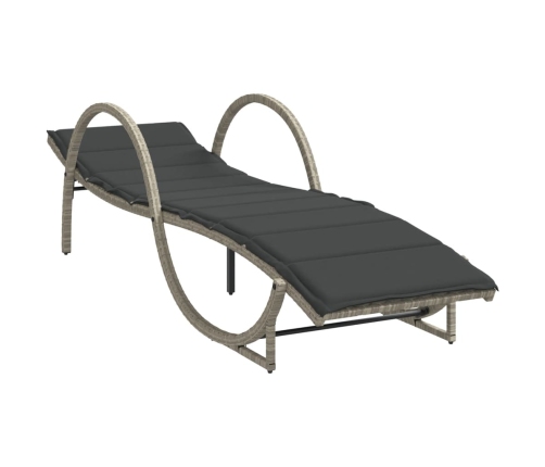 vidaXL sauļošanās zviļņi 2gab ar matračiem gaiši pelēka PE rotangpalma