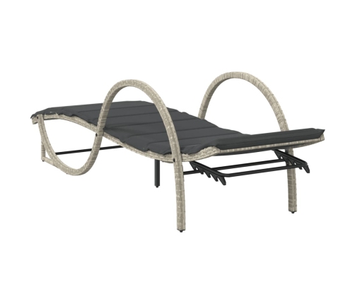 vidaXL sauļošanās zviļņi 2gab ar matračiem gaiši pelēka PE rotangpalma