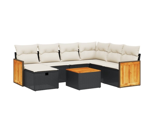 vidaXL 8-daļīgs dārza dīvāna komplekts, matrači, melna PE rotangpalma