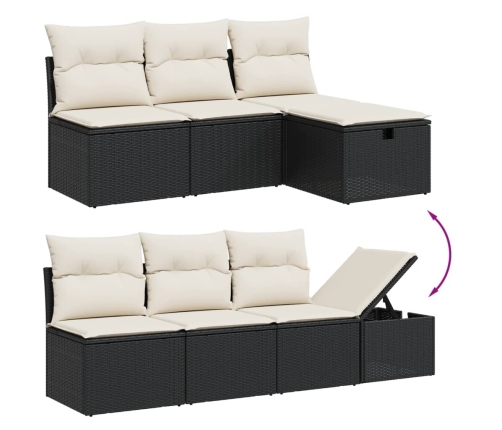 vidaXL 8-daļīgs dārza dīvāna komplekts, matrači, melna PE rotangpalma