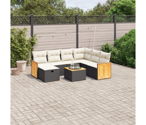 vidaXL 8-daļīgs dārza dīvāna komplekts, matrači, melna PE rotangpalma