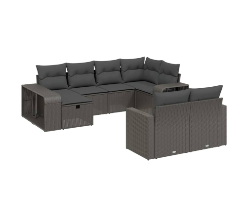 vidaXL 10-daļīgs dārza dīvāna komplekts, matrači, melna PE rotangpalma