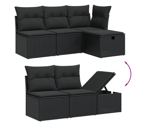 vidaXL 10-daļīgs dārza dīvāna komplekts, matrači, melna PE rotangpalma