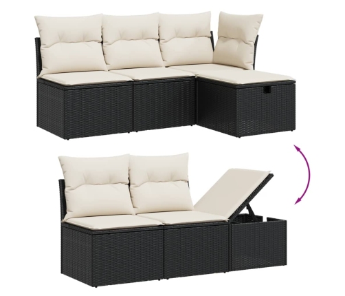 vidaXL 10-daļīgs dārza dīvāna komplekts, matrači, melna PE rotangpalma