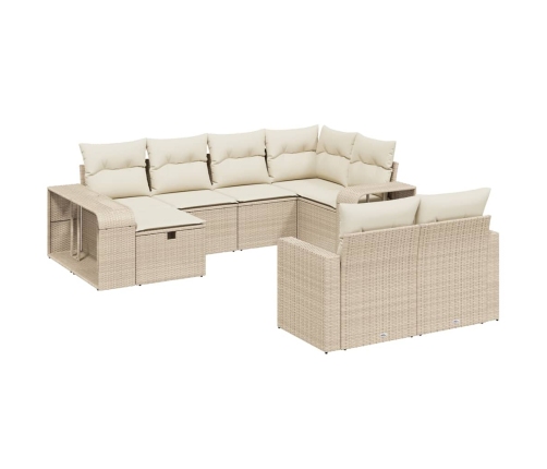 10-Daļīgs Dārza Dīvāna Komplekts, Matrači, Bēša Pe Rotangpalma Vidaxl