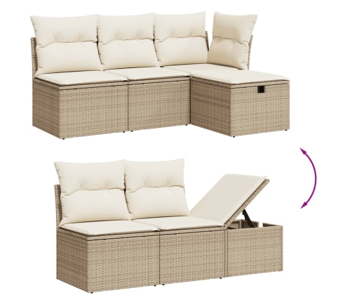 10-Daļīgs Dārza Dīvāna Komplekts, Matrači, Bēša Pe Rotangpalma Vidaxl