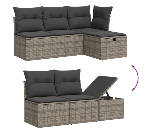 vidaXL 10-daļīgs dārza dīvāna komplekts ar matračiem, pelēks PE pinums