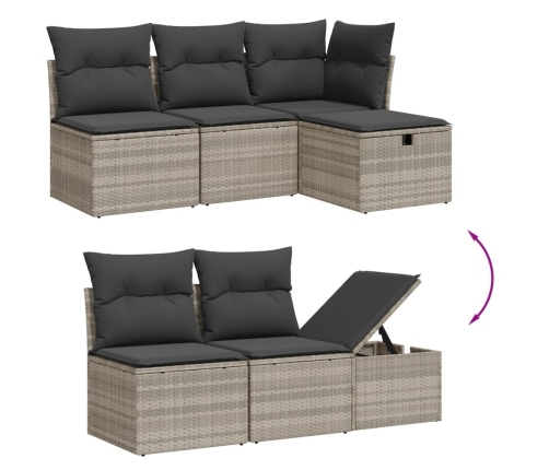 vidaXL 10-daļīgs dārza dīvāna komplekts ar matračiem, pelēka PE pinums