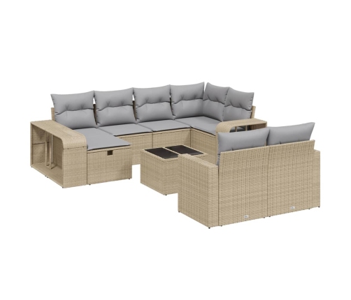 vidaXL 11-daļīgs dārza dīvāna komplekts, matrači, bēša PE rotangpalma