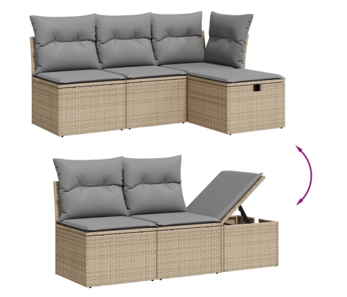 vidaXL 11-daļīgs dārza dīvāna komplekts, matrači, bēša PE rotangpalma