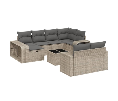 11-Daļīgs Dārza Dīvāna Komplekts Ar Matračiem, Pelēks Pe Pinums Vidaxl