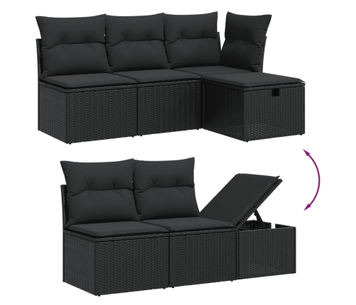 vidaXL 11-daļīgs dārza dīvāna komplekts, matrači, melna PE rotangpalma