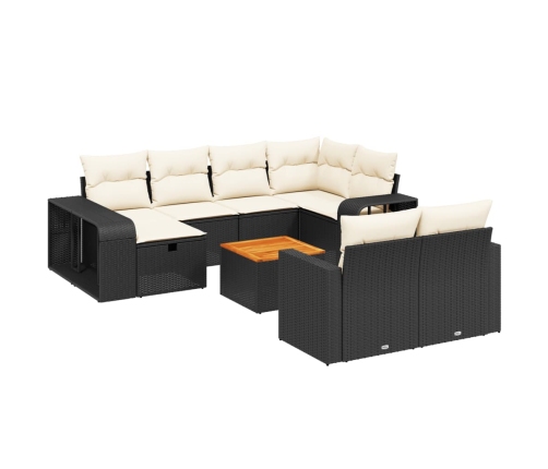 vidaXL 11-daļīgs dārza dīvāna komplekts, matrači, melna PE rotangpalma