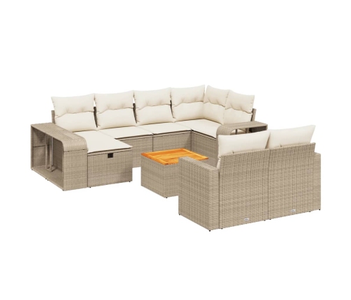 vidaXL 11-daļīgs dārza dīvāna komplekts, matrači, bēša PE rotangpalma