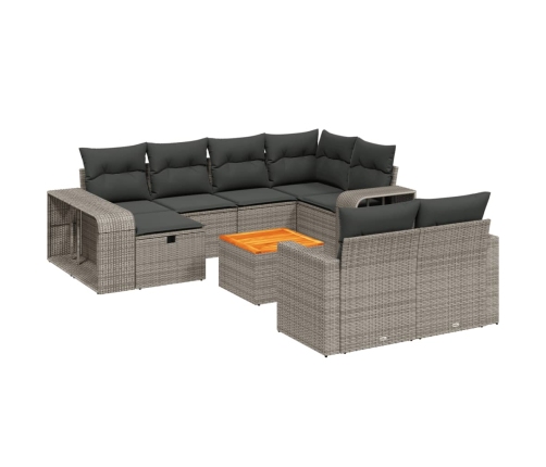 vidaXL 11-daļīgs dārza dīvāna komplekts ar matračiem, pelēks PE pinums