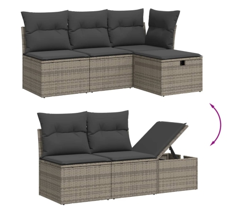 vidaXL 11-daļīgs dārza dīvāna komplekts ar matračiem, pelēks PE pinums