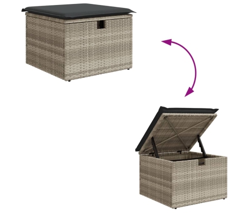 vidaXL 11-daļīgs dārza dīvāna komplekts ar matračiem, pelēka PE pinums