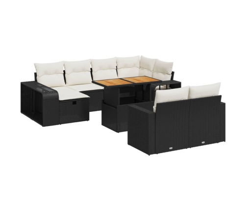 vidaXL 11-daļīgs dārza dīvāna komplekts, matrači, melna PE rotangpalma