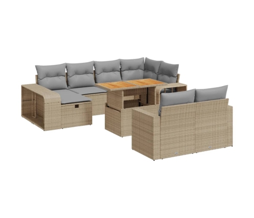 vidaXL 11-daļīgs dārza dīvāna komplekts, matrači, bēša PE rotangpalma