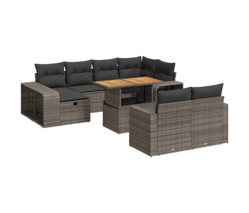 11-Daļīgs Dārza Dīvāna Komplekts Ar Matračiem, Pelēks Pe Pinums Vidaxl