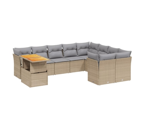 10-Daļīgs Dārza Dīvāna Komplekts, Matrači, Bēša Pe Rotangpalma Vidaxl