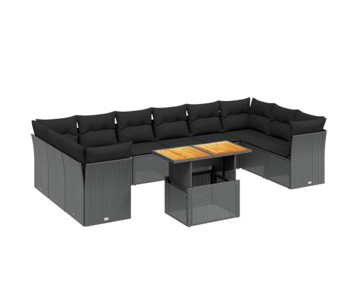 11-Daļīgs Dārza Dīvāna Komplekts, Matrači, Melna Pe Rotangpalma Vidaxl