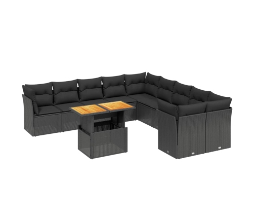 11-Daļīgs Dārza Dīvāna Komplekts, Matrači, Melna Pe Rotangpalma Vidaxl