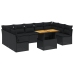 vidaXL 10-daļīgs dārza dīvāna komplekts, matrači, melna PE rotangpalma
