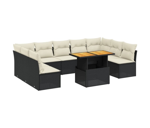 10-Daļīgs Dārza Dīvāna Komplekts, Matrači, Melna Pe Rotangpalma Vidaxl