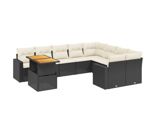 10-Daļīgs Dārza Dīvāna Komplekts, Matrači, Melna Pe Rotangpalma Vidaxl