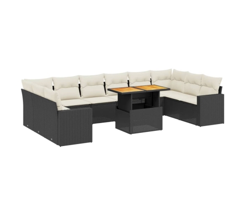 11-Daļīgs Dārza Dīvāna Komplekts, Matrači, Melna Pe Rotangpalma Vidaxl