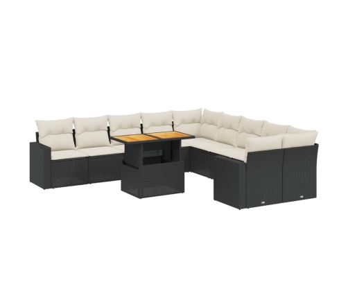 11-Daļīgs Dārza Dīvāna Komplekts, Matrači, Melna Pe Rotangpalma Vidaxl