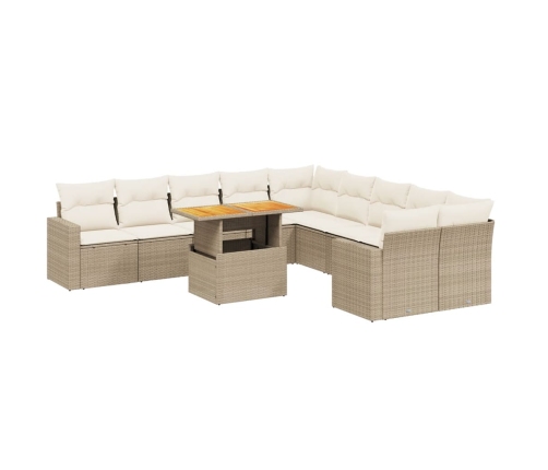 11-Daļīgs Dārza Dīvāna Komplekts, Matrači, Bēša Pe Rotangpalma Vidaxl