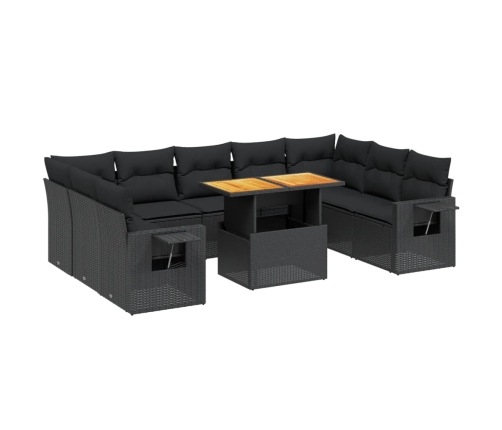 10-Daļīgs Dārza Dīvāna Komplekts, Matrači, Melna Pe Rotangpalma Vidaxl