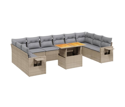 11-Daļīgs Dārza Dīvāna Komplekts, Matrači, Bēša Pe Rotangpalma Vidaxl