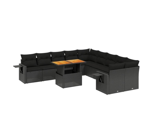 11-Daļīgs Dārza Dīvāna Komplekts, Matrači, Melna Pe Rotangpalma Vidaxl
