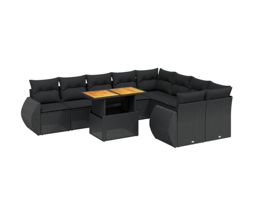 10-Daļīgs Dārza Dīvāna Komplekts, Matrači, Melna Pe Rotangpalma Vidaxl