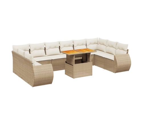 11-Daļīgs Dārza Dīvāna Komplekts, Matrači, Bēša Pe Rotangpalma Vidaxl