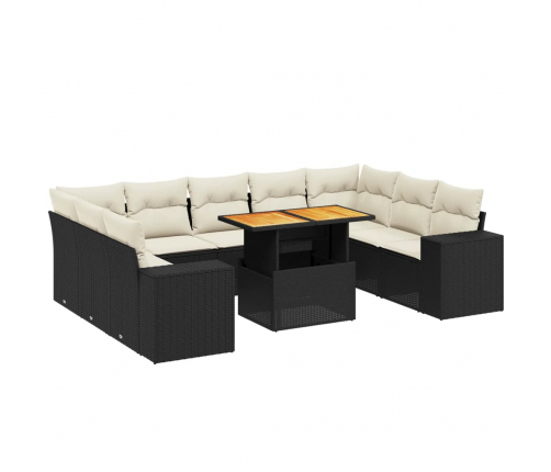 10-Daļīgs Dārza Dīvāna Komplekts, Matrači, Melna Pe Rotangpalma Vidaxl