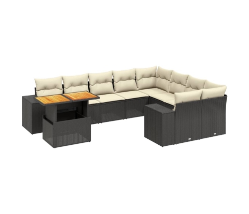 10-Daļīgs Dārza Dīvāna Komplekts, Matrači, Melna Pe Rotangpalma Vidaxl