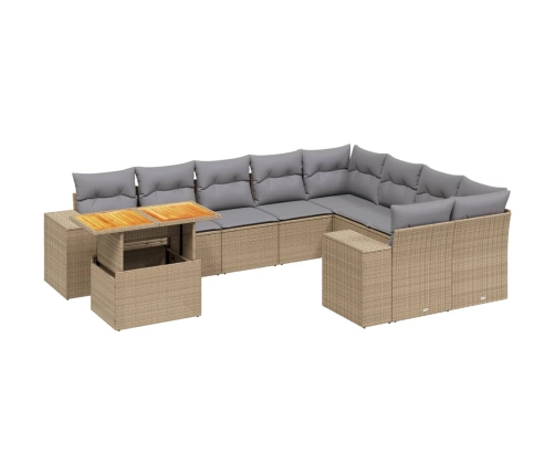 10-Daļīgs Dārza Dīvāna Komplekts, Matrači, Bēša Pe Rotangpalma Vidaxl