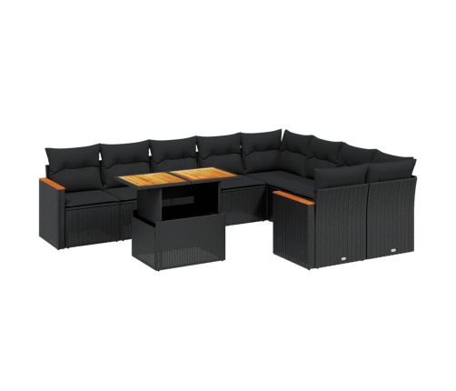 10-Daļīgs Dārza Dīvāna Komplekts, Matrači, Melna Pe Rotangpalma Vidaxl