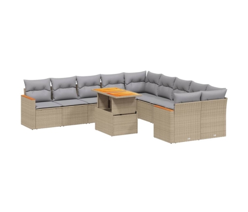 11-Daļīgs Dārza Dīvāna Komplekts, Matrači, Bēša Pe Rotangpalma Vidaxl