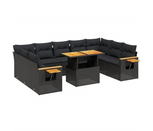 11-Daļīgs Dārza Dīvāna Komplekts, Matrači, Melna Pe Rotangpalma Vidaxl