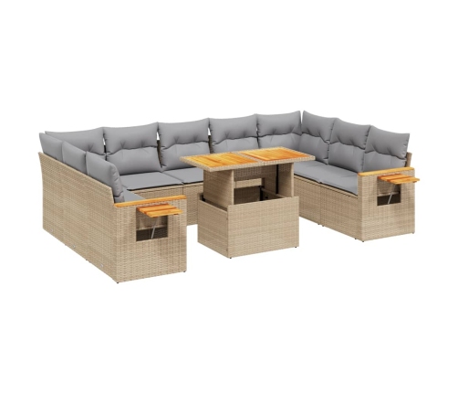 11-Daļīgs Dārza Dīvāna Komplekts, Matrači, Bēša Pe Rotangpalma Vidaxl