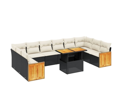 vidaXL 11-daļīgs dārza dīvāna komplekts, matrači, melna PE rotangpalma