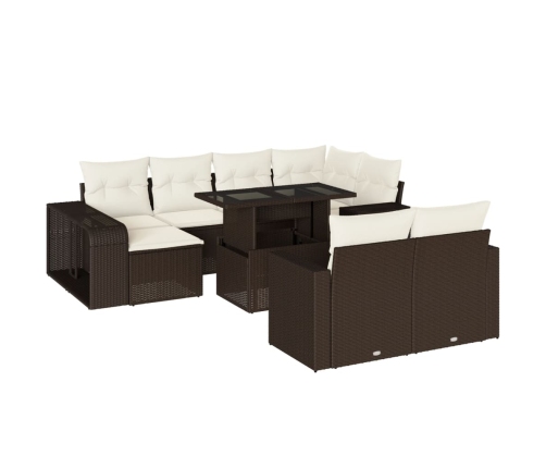 vidaXL 11-daļīgs dārza dīvāna komplekts, matrači, brūna PE rotangpalma